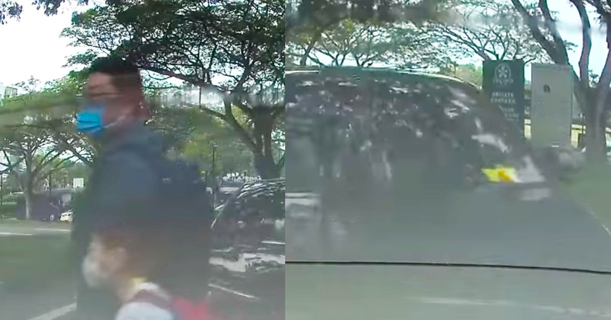 FATHER & CHILD NARROWLY ESCAPES GETTING CRUSHED BY P-PLATE DRIVER