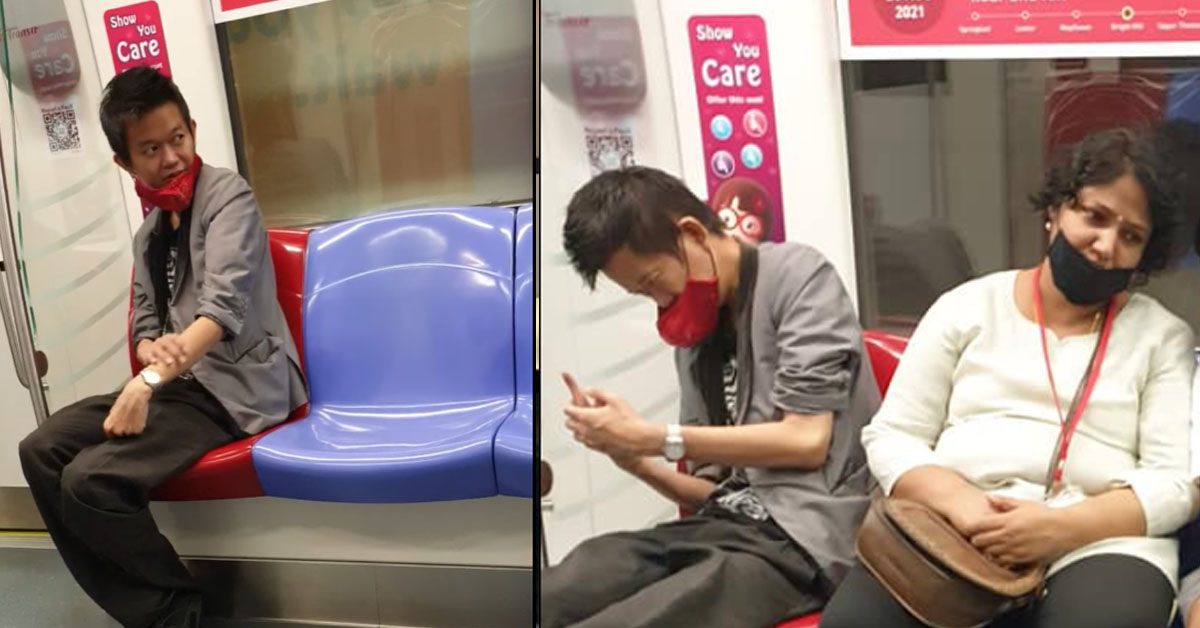 2 PEOPLE WERE SPOTTED NOT WEARING THE MASK PROPERLY IN MRT