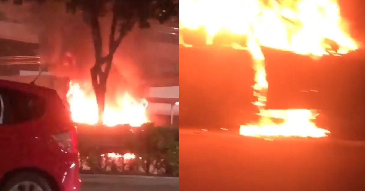 CAR CAUGHT FIRE ON EXPRESSWAY, FIRE SPREAD TO BUSHES