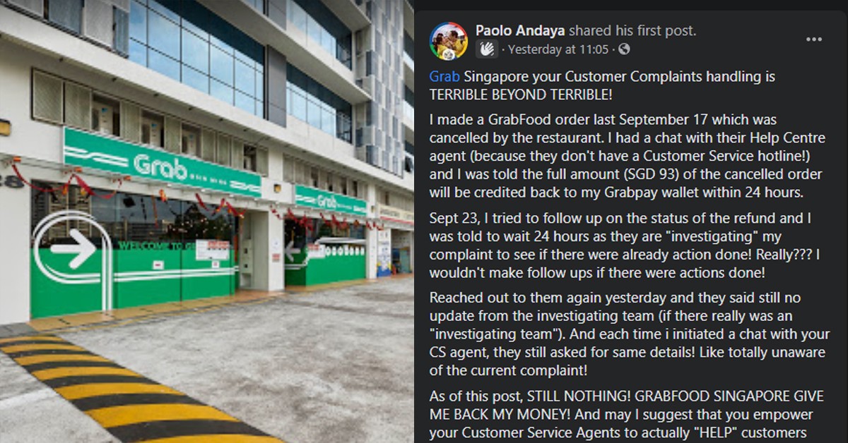 MAN SAYS GRAB SERVICE ‘IS TERRIBLE’, $93 REFUND TOOK OVER A WEEK