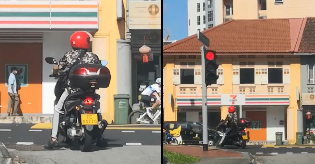 MAN THINKS BECAUSE HE RIDES BIKE HE CAN SNEAK PASS RED LIGHT