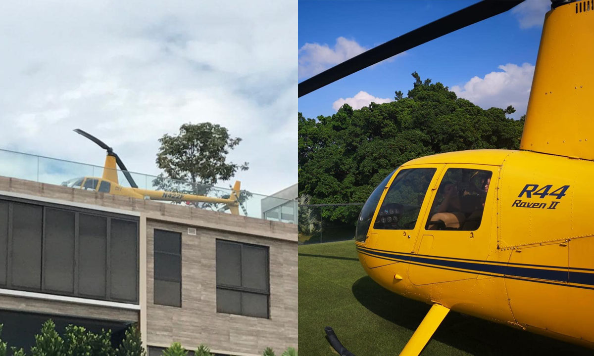 RICH MAN IN BUKIT TIMAH AREA GOT A HELICOPTER ON HIS BUNGALOW ROOF
