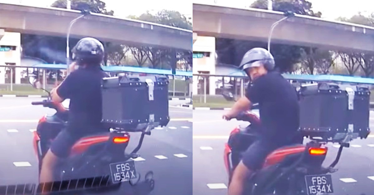 MAN ON BIKE THROW CIG BUTT ON ROAD @ BUKIT PANJANG