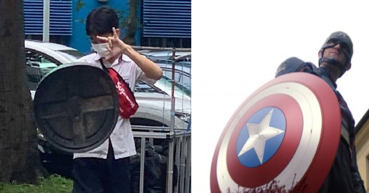 YP HOLD RUBBISH BIN COVER AND FLASH GANG SIGN – CAPT RUBBISH BIN