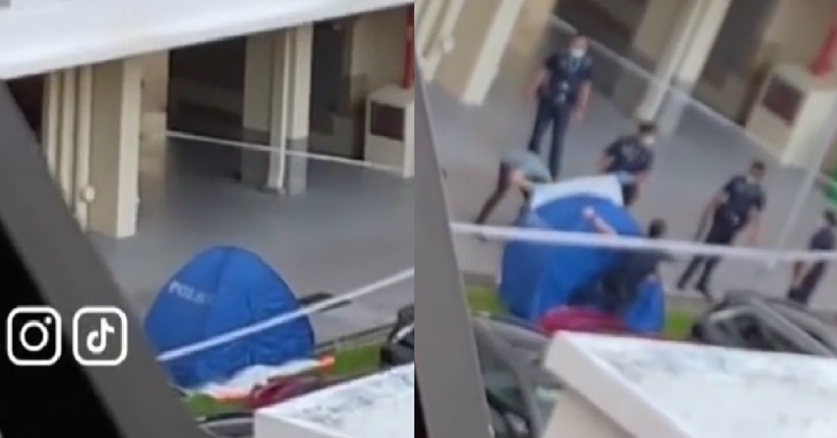 DEAD BODY FOUND AT THE FOOT OF SERANGOON HDB BLOCK, POLICE AT SCENE