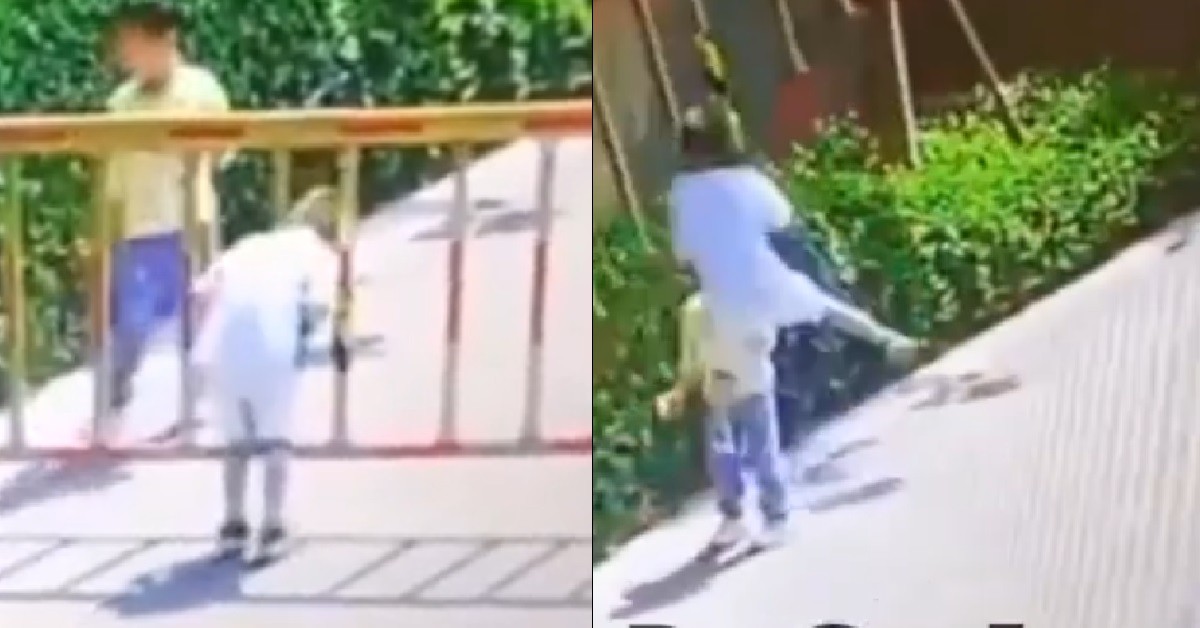 BOY PUT HEAD INTO BARRIER, THEN BARRIER LIFTS HIM UP AND CHOKES HIM
