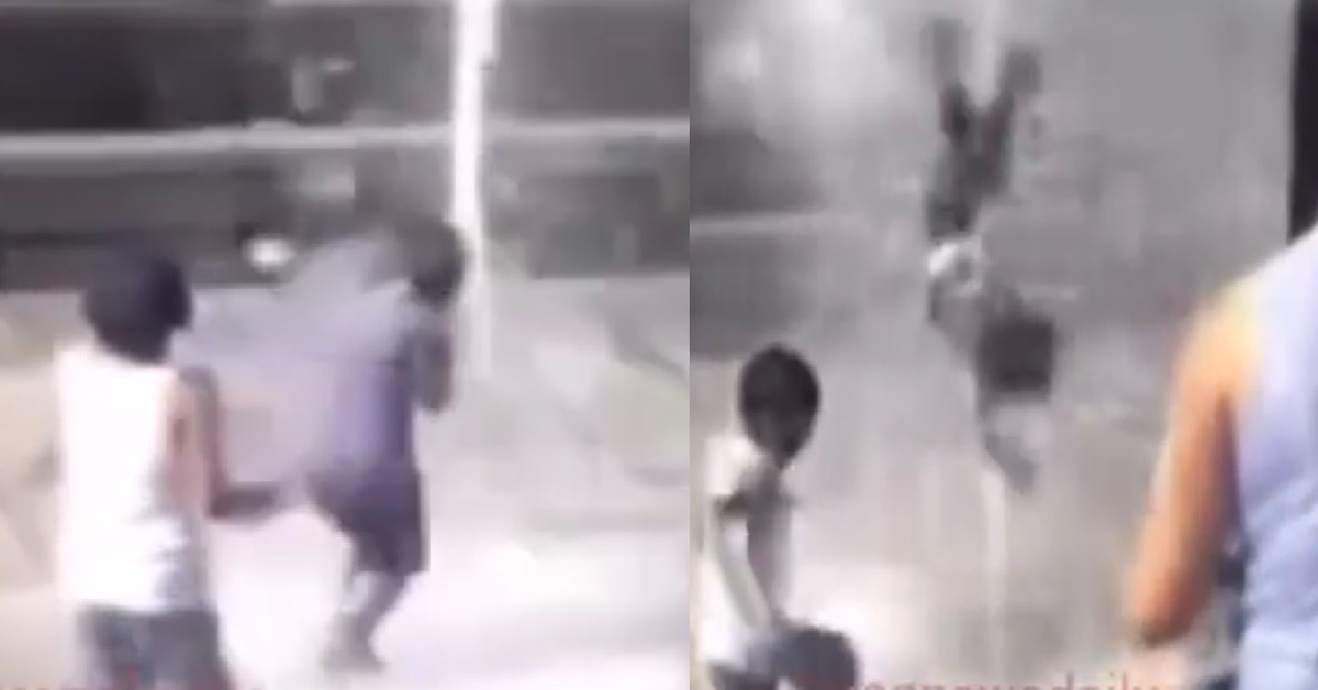 XMM PLAYING IN WATER FOUNTAIN, KENA “SHOOT” INTO THE AIR