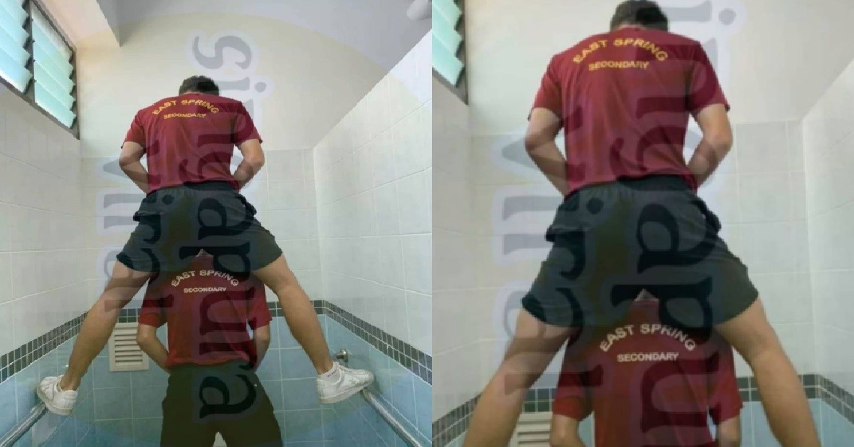 YP CLIMB ON TOP OF HIS FRIEND PEEING IN CUBICLE, TO PEE ON HIS HEAD