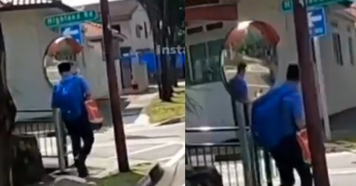 MAN WALKING NO LOOK, SUDDENLY BANG HEAD INTO MIRROR ON ROAD