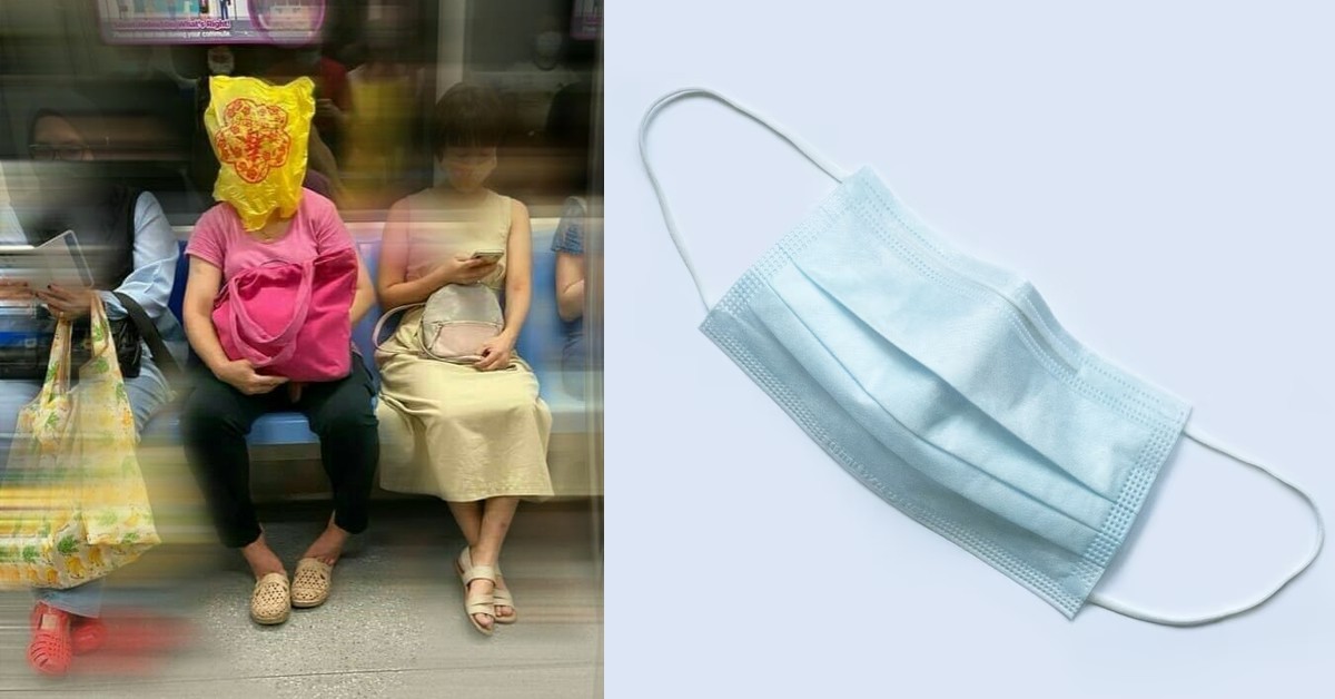 AUNTIE WEAR PLASTIC BAG ON HEAD IN MRT, FOR “EXTRA PROTECTION”