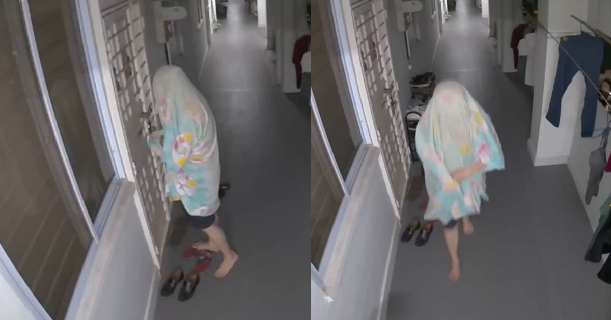NEIGHBOUR DRESS LIKE PONTIANAK TO HARASS, CAUGHT ON CCTV