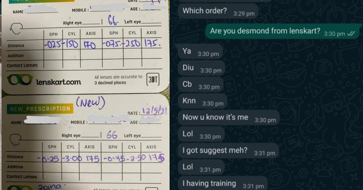 OPTICIAN STAFF TELLS WOMAN “CB, DIU, KNN” AFTER GIVING WRONG PRESCRIPTION