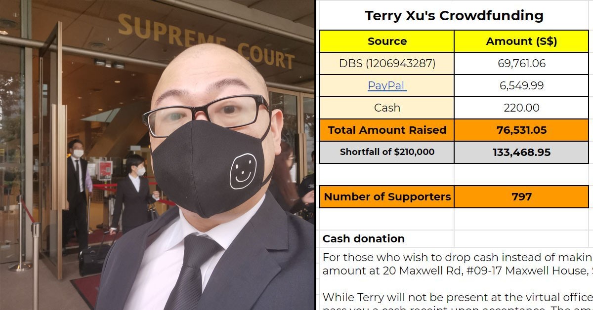 TERRY XU RAISED OVER SGD$76,000 FOR DEFAMATION LAWSUIT