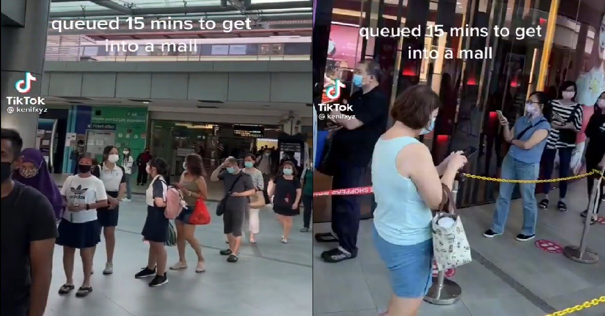 VACCINATION CHECKS AT MALL ENTRANCES, LONG QUEUES WHILE WAITING