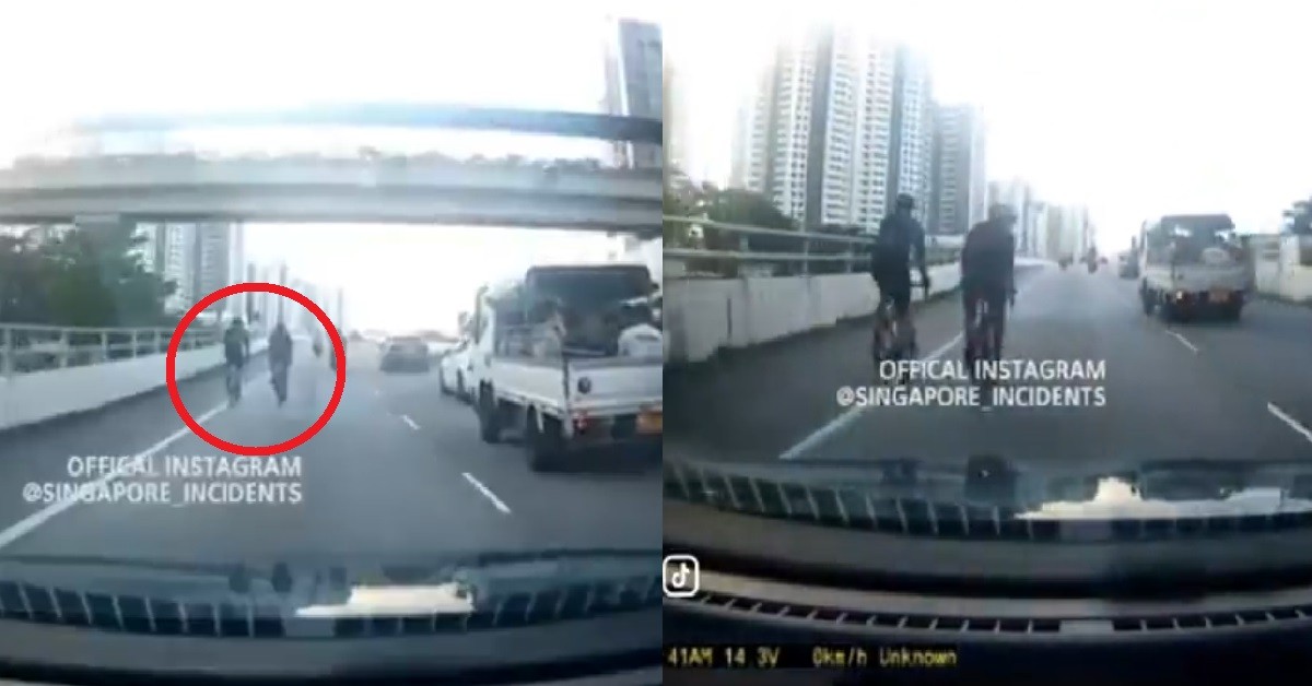 SELF ENTITLED CYCLISTS RIDING ON EXPRESSWAY, BLOCKING CARS WAY