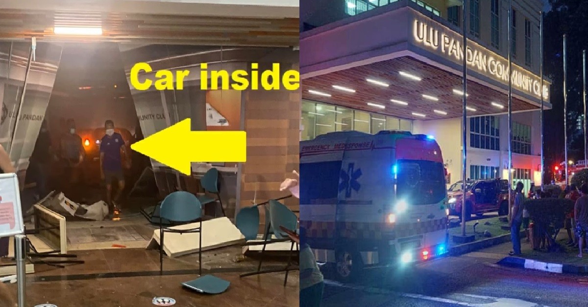 CAR CRASHED INTO ULU PANDAN CC, END UP INSIDE BUILDING’S MAIN LOBBY