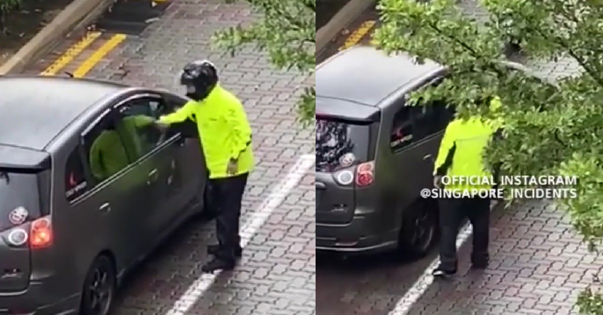 DRIVER VS MOTORCYCLIST FIGHT, DON’T DARE OPEN WINDOW & DRIVE AWAY