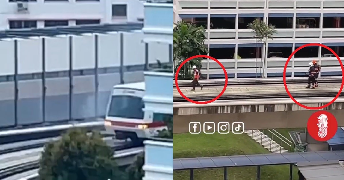 LRT STUCK ON THE TRACKS, SCDF SEEN AT THE SCENE @ SOUTH VIEW