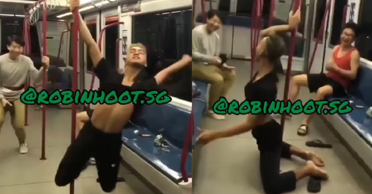 GUY POLE DANCING LIKE STRIPPER INSIDE MRT, FRIEND “MAKE IT RAIN”