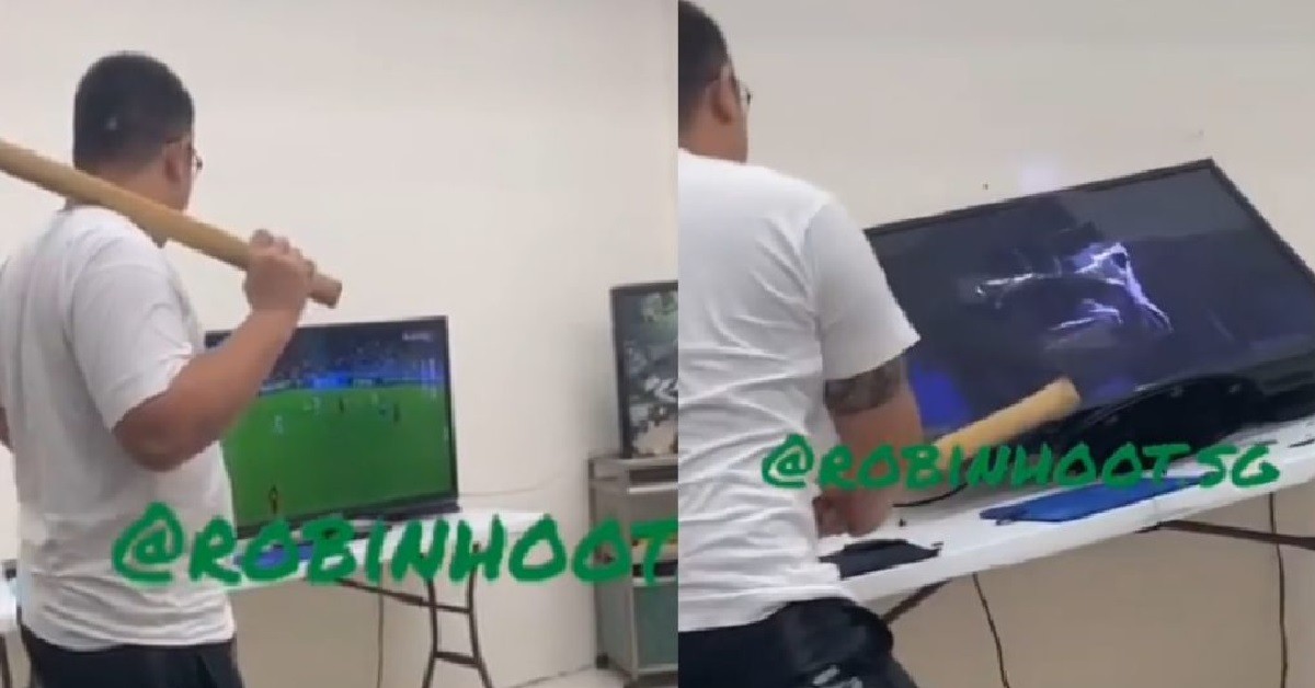 GUY LOST MONEY BETTING ON SOCCER, HANTAM TV WITH BASEBALL BAT