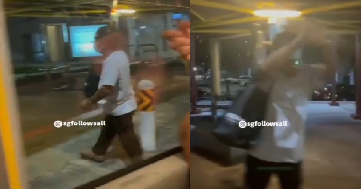 GUAI LAN YPS DISTURB OLD MAN ALIGHTING FROM BUS, LAUGH AT HIM