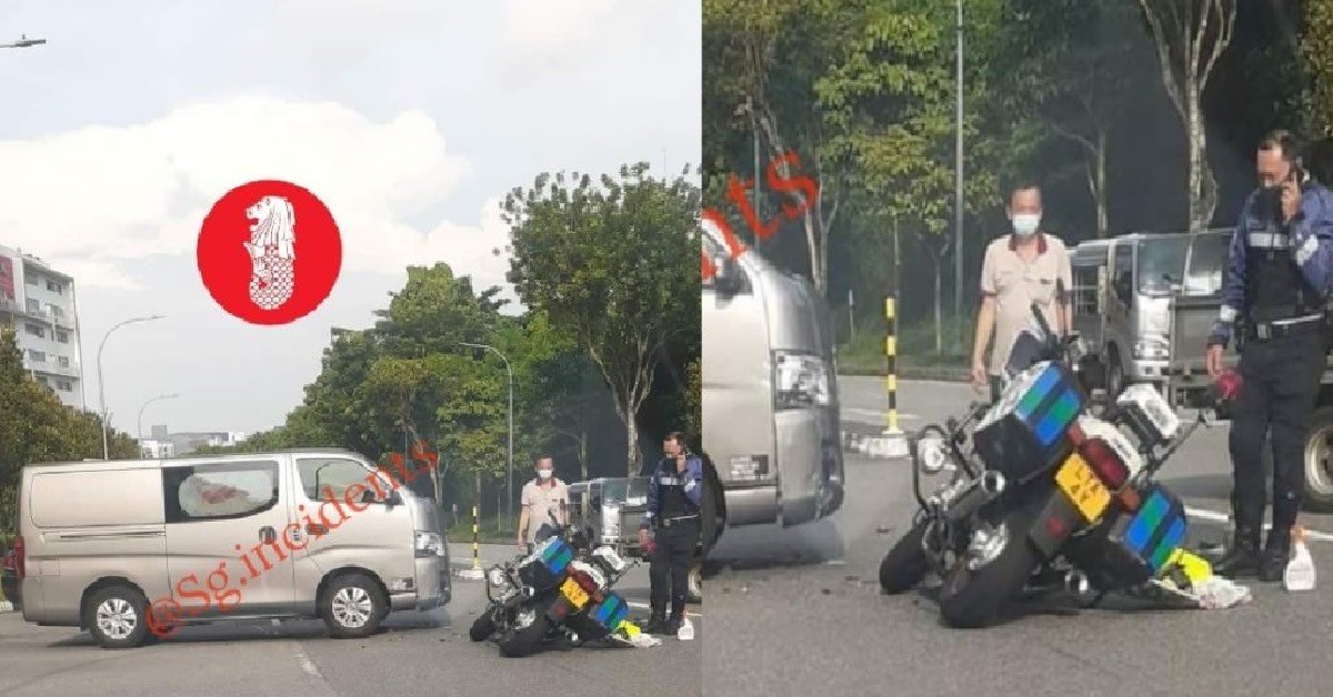 LTA MOTORCYCLE KENA BANG BY VAN, CRASHED IN THE MIDDLE OF ROAD