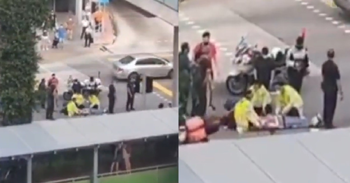 ACCIDENT NEAR SERANGOON MRT, PARAMEDICS TRYING TO SAVE VICTIM