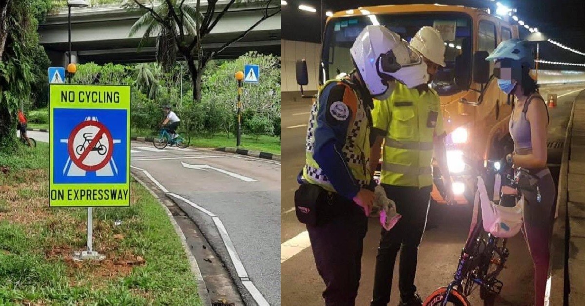 CYCLISTS ON EXPRESSWAY CAUGHT, LTA PUT “NO CYCLING SIGN” AT ENTRANCE