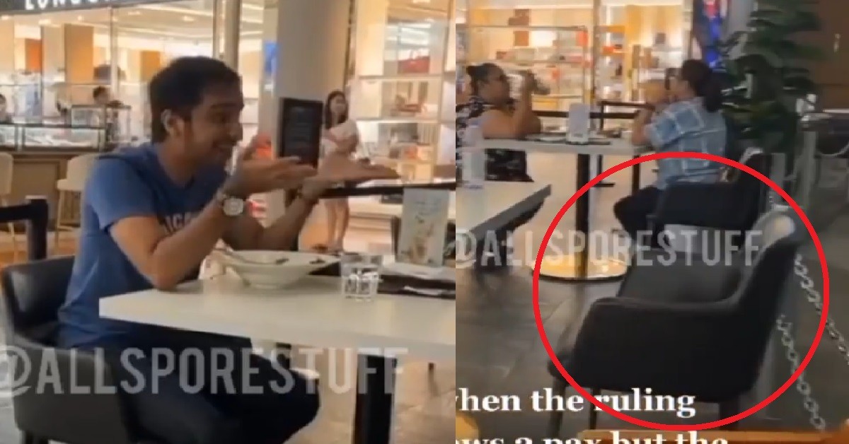 GUY DINING IN “2 PAX” WITH IMAGINARY FRIEND, LAUGHING HAPPILY