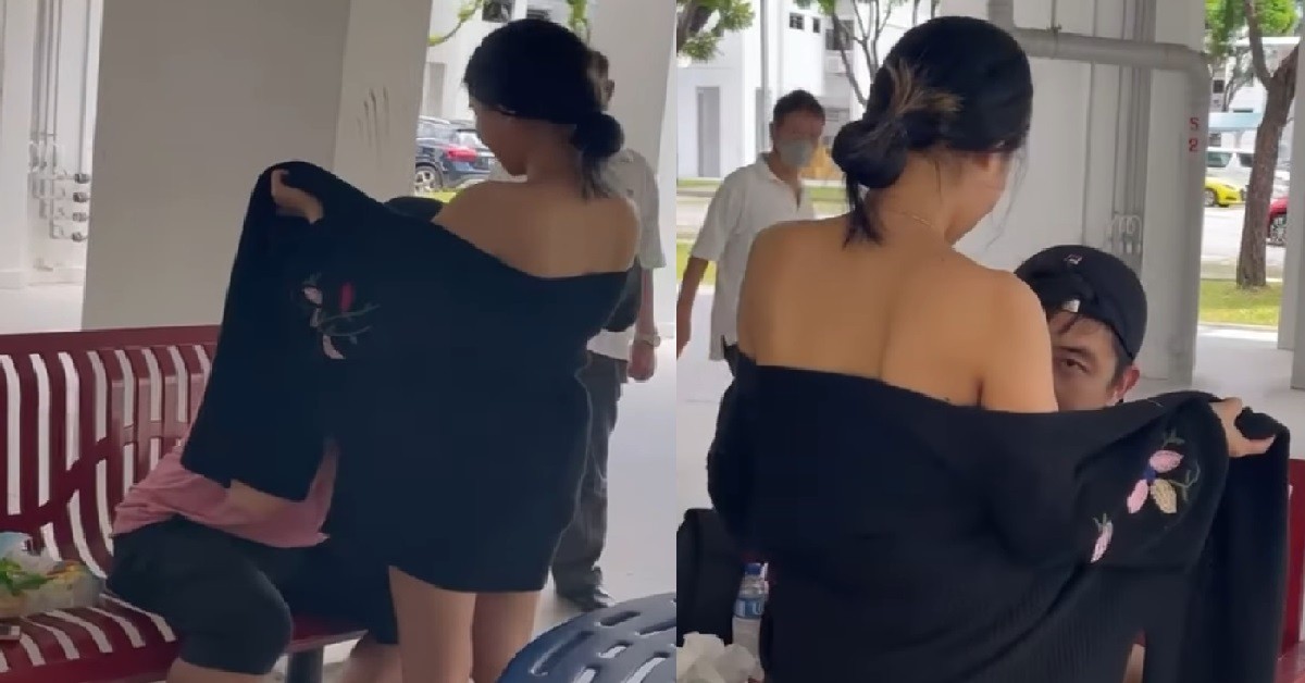 WOMAN OPEN HER JACKET TO GIVE MAN 3D VIEW OF HER NEHNEHPOK