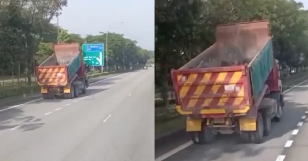 DUMP TRUCK DRIVING DANGEROUSLY ON ROAD WITH “BOX” STILL “UNLOADING”