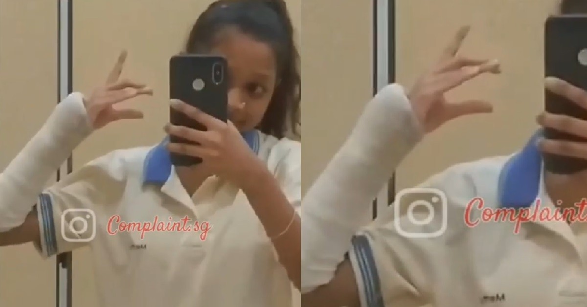 GIRL ARM BROKEN BUT STILL WANT TO FLASH GANG SIGN, NO GIVE UP