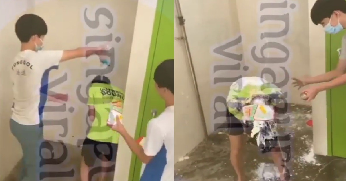 YPS HANTAM GUY AT STAIRCASE, THROW FLOUR & WATER AT HIS FACE