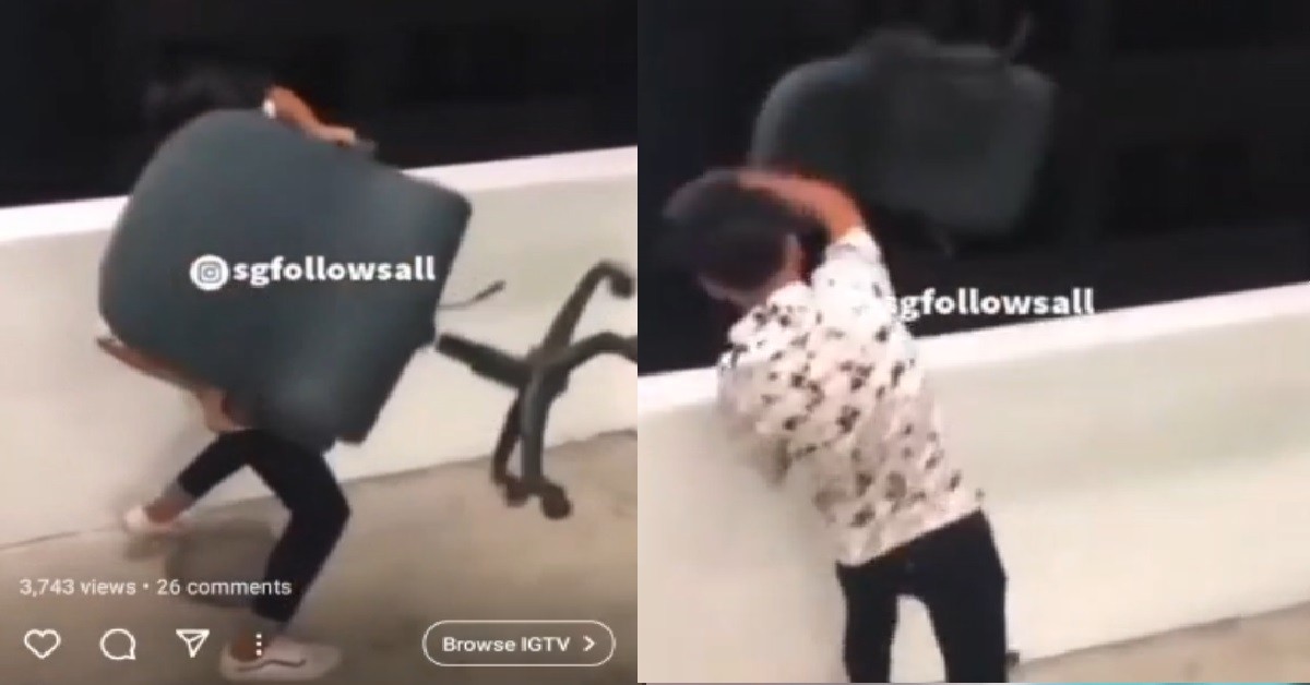 YP THROW OFFICE CHAIR DOWN FROM BUILDING "F**K RUN RUN RUN!"