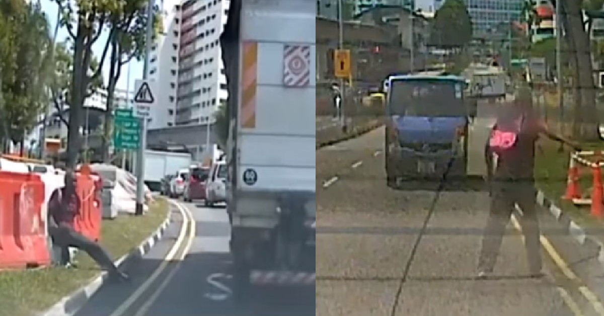 MAN STUMBLE INTO MIDDLE OF ROAD, SCOLD DRIVERS PASSING BY