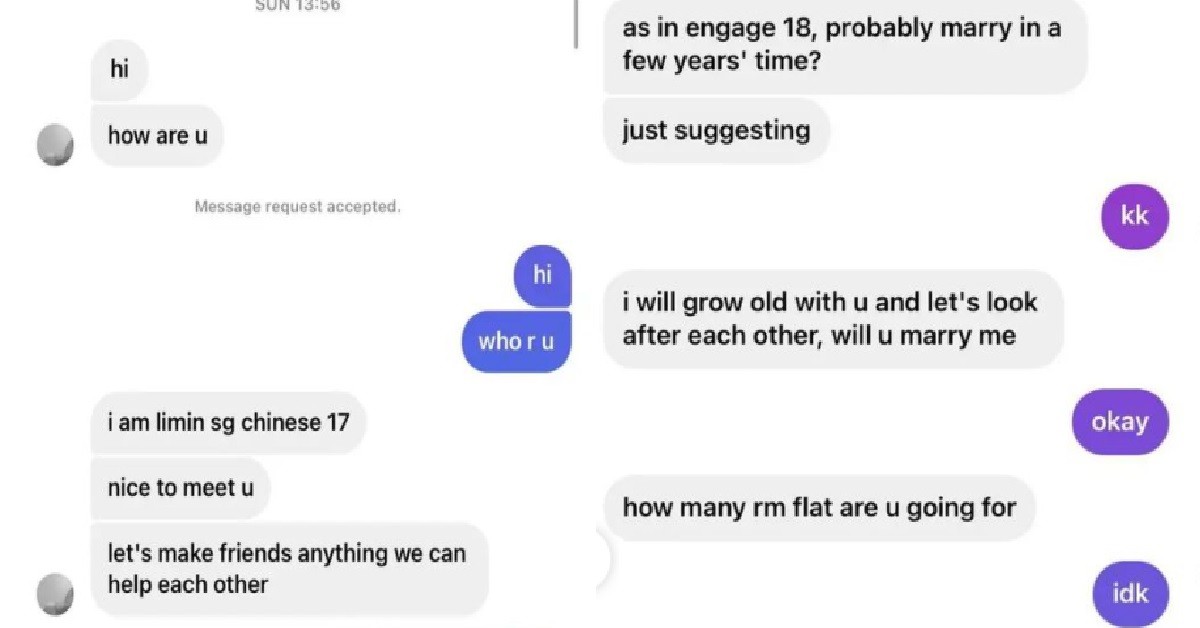 GUY SLIDES INTO XMM’S DMS, ASK HER TO MARRY HIM & WANT BUY HDB TOGETHER
