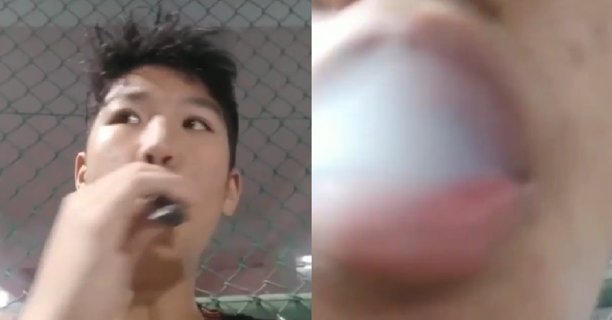 YP ILLEGALLY VAPING, LOOKING AROUND TO MAKE SURE NO ONE WATCHING