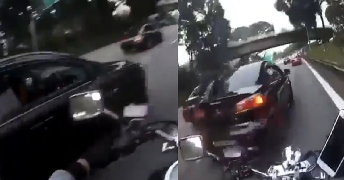 SELFISH DRIVER CUT INTO MOTORCYLE’S LANE, ALMOST RUN OVER RIDER