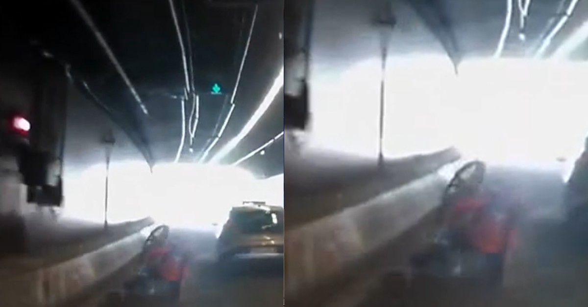 CYCLIST ALMOST HIT BY CAR AFTER FALLING IN CTE TUNNEL