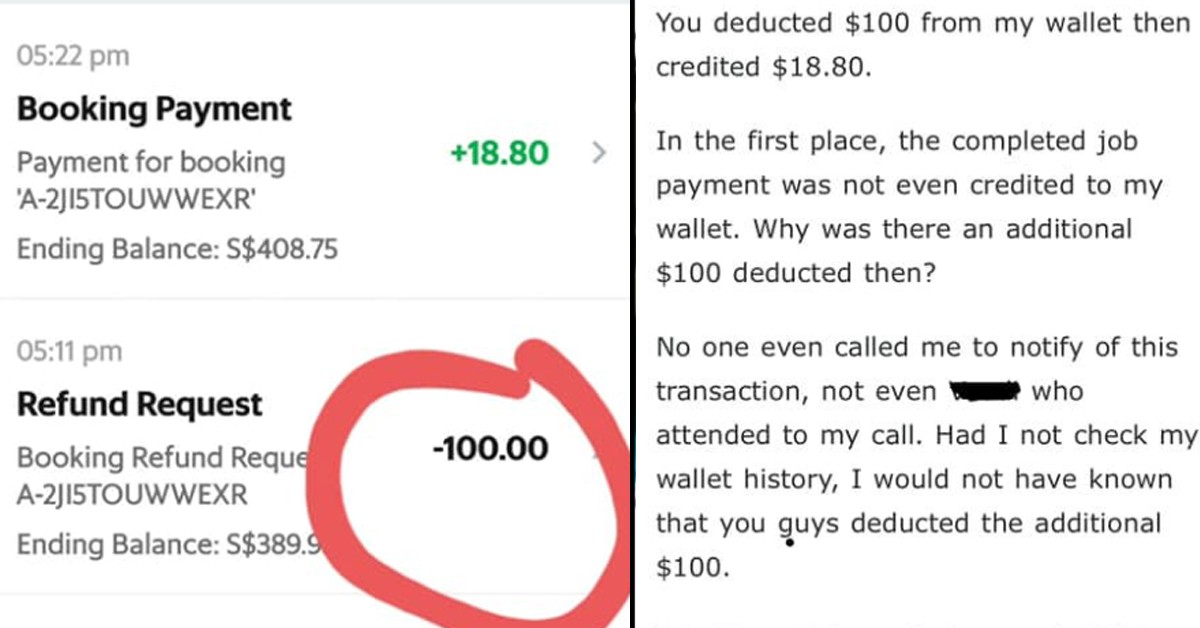 ELDERLY GRAB DRIVERS WALLET  DEDUCTED $100, DAUGHTER STEPS IN