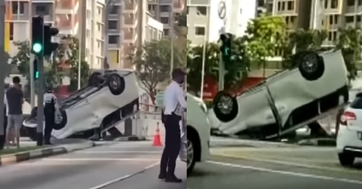 CAR FLIPPED UPSIDE DOWN AFTER TRAFFIC ACCIDENT AT BARTLEY ROAD