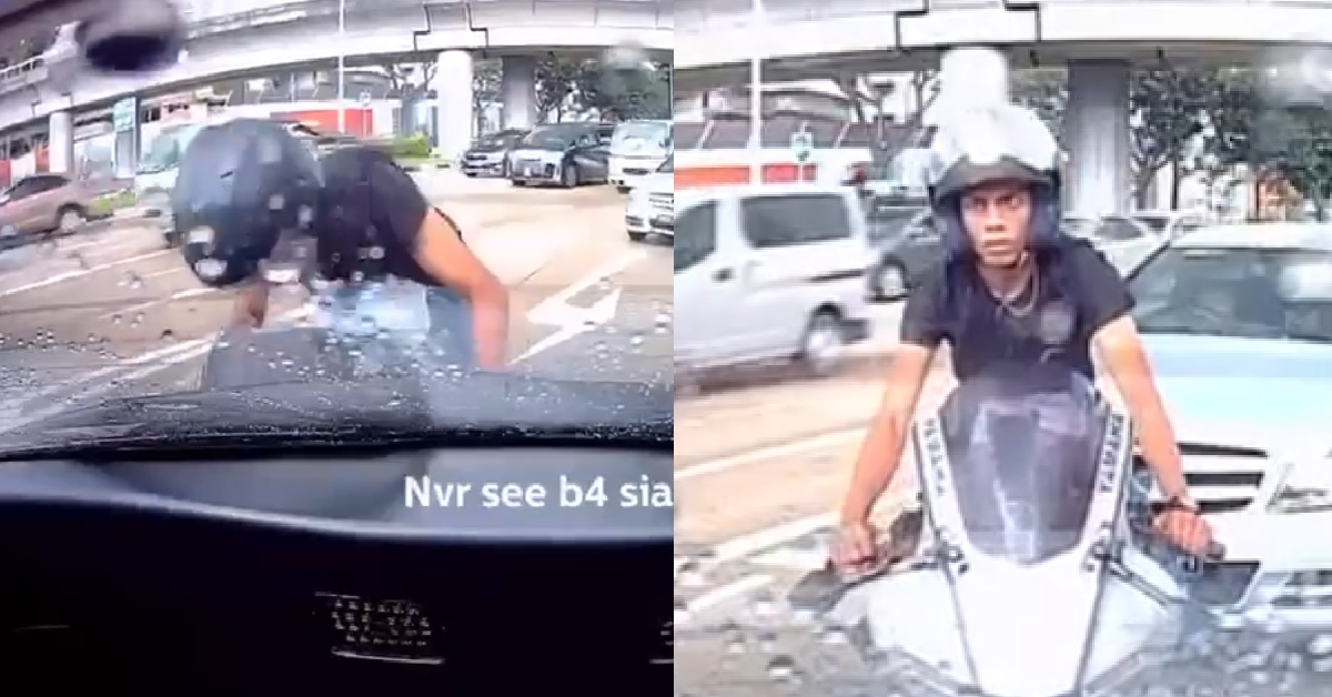 MOTORCYCLE WITH NO LICENSE PLATE, HITS CAR AND RIDES AWAY
