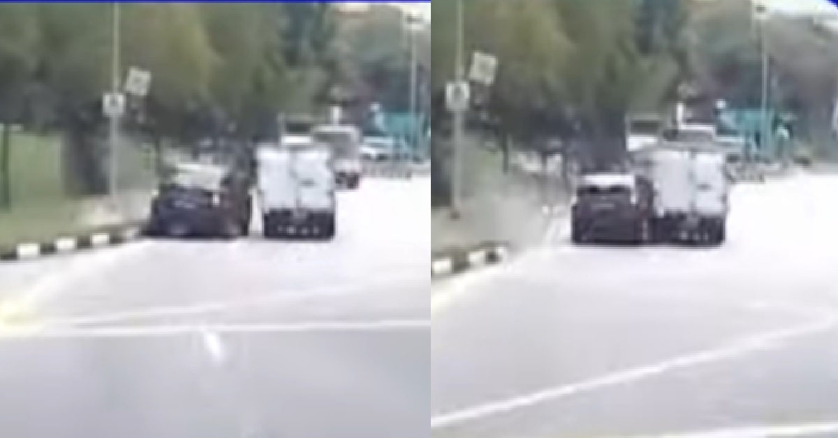 TAXI HITS AND BOUNCES OFF KERB, THEN CRASHED INTO LORRY