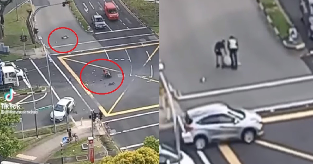 CAR CRASHED INTO MOTORCYCLE, RIDER LANDED ABOUT 20M AWAY