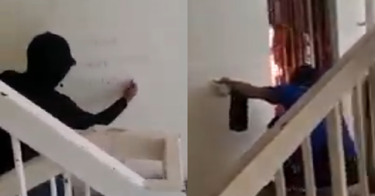2 MEN ARRESTED FOR SCRIBBLING “O$P$” AND SETTING FIRE TO GATE