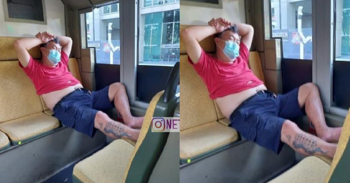 AH PEK TAKE OFF SHOE IN BUS, WANT SHARE AROMA OF HIS FEET WITH OTHERS