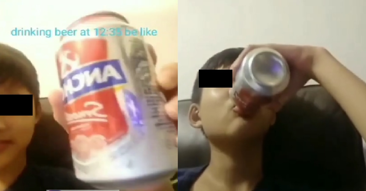 UNDERAGED XIAO DIDI FILMS HIMSELF DRINKING BEER & POST ONLINE