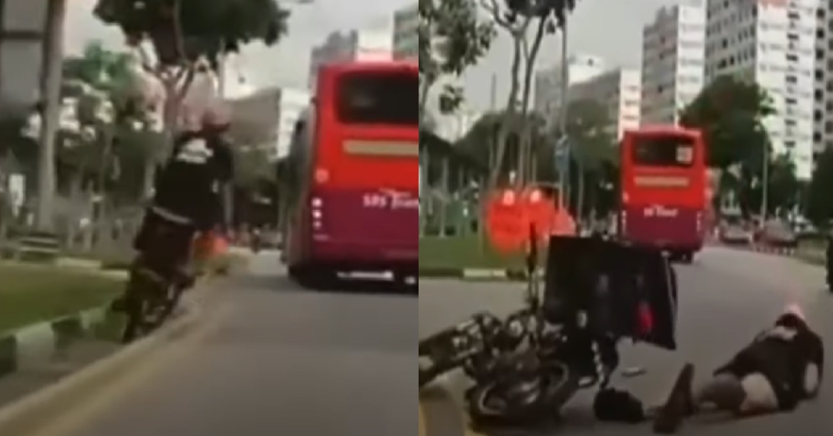 CYCLIST’S TYRE CAUGHT IN DRAIN, CRASHES BICYCLE IN MIDDLE OF ROAD