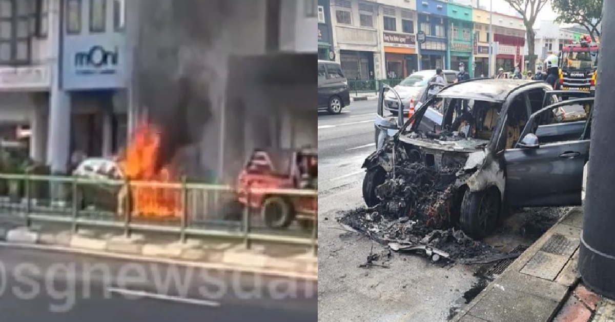 BMW CAUGHT FIRE AT LAVENDER, BURN UNTIL FRONT OF CAR GONE