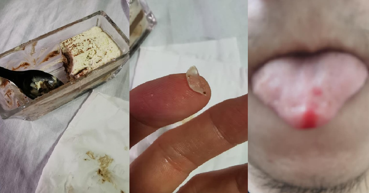 MAN BOUGHT TIRAMISU, INSIDE GOT GLASS FRAGMENT